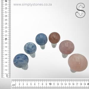 Polished Celestite/Rose Quartz Spheres