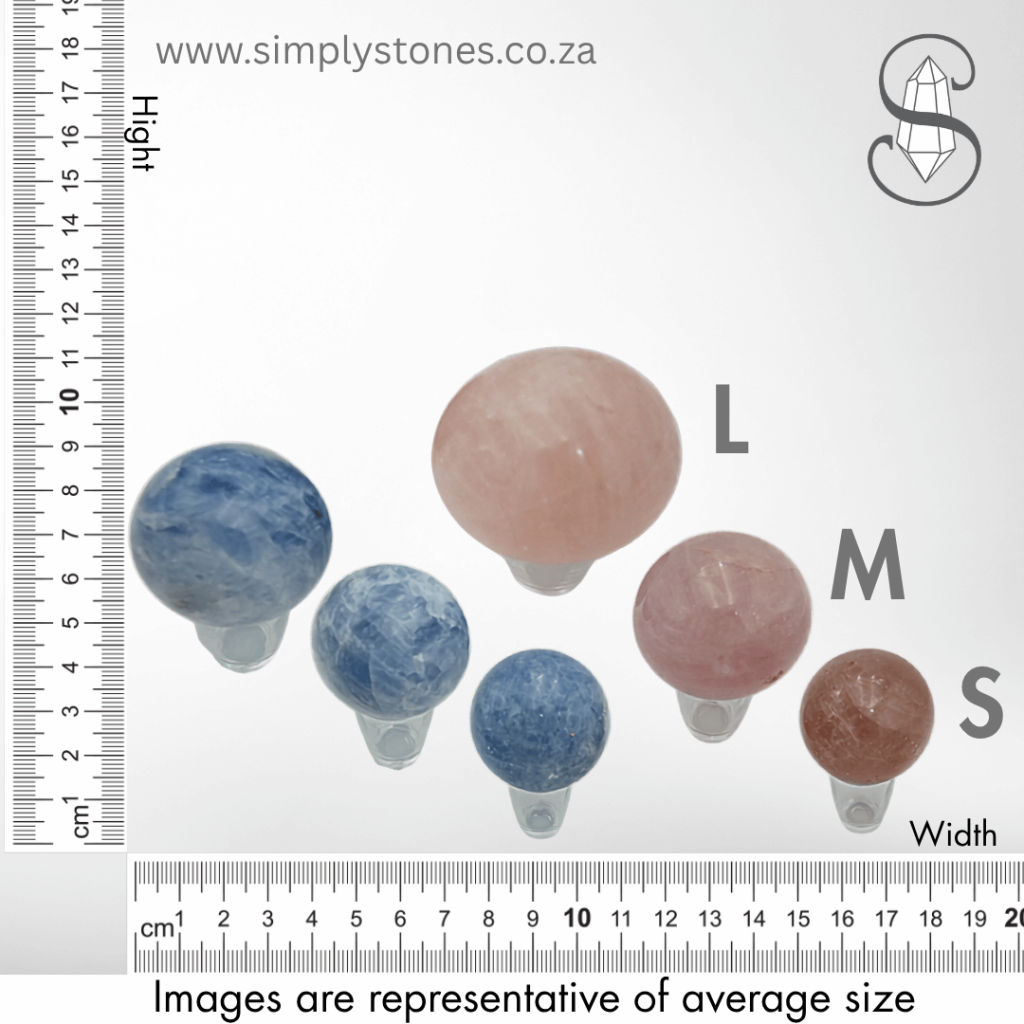 Celestite and rose quartz spheres Simply Stones Online Crystal Store